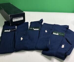 Vintage Polo Ralph Lauren SOCKS 6 PAIR 10.5 Navy Style No. 7100 Boxed Set